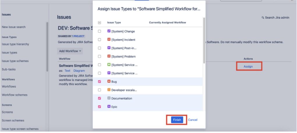 Assign the Workflow to Issue Types